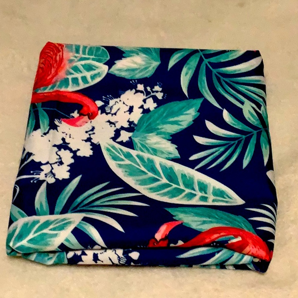 Floral and Flamingo Print Fabric.  Table cloth